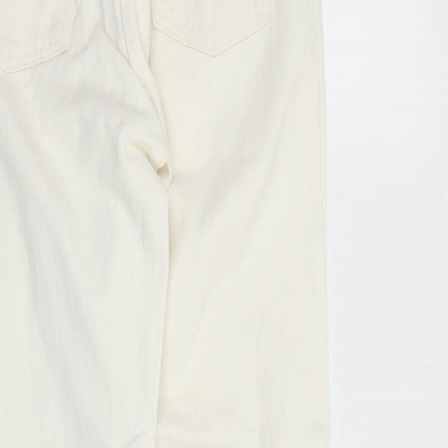 Wall St Womens Ivory Cotton Straight Jeans Size 12 L30 in Regular Zip - Pockets
