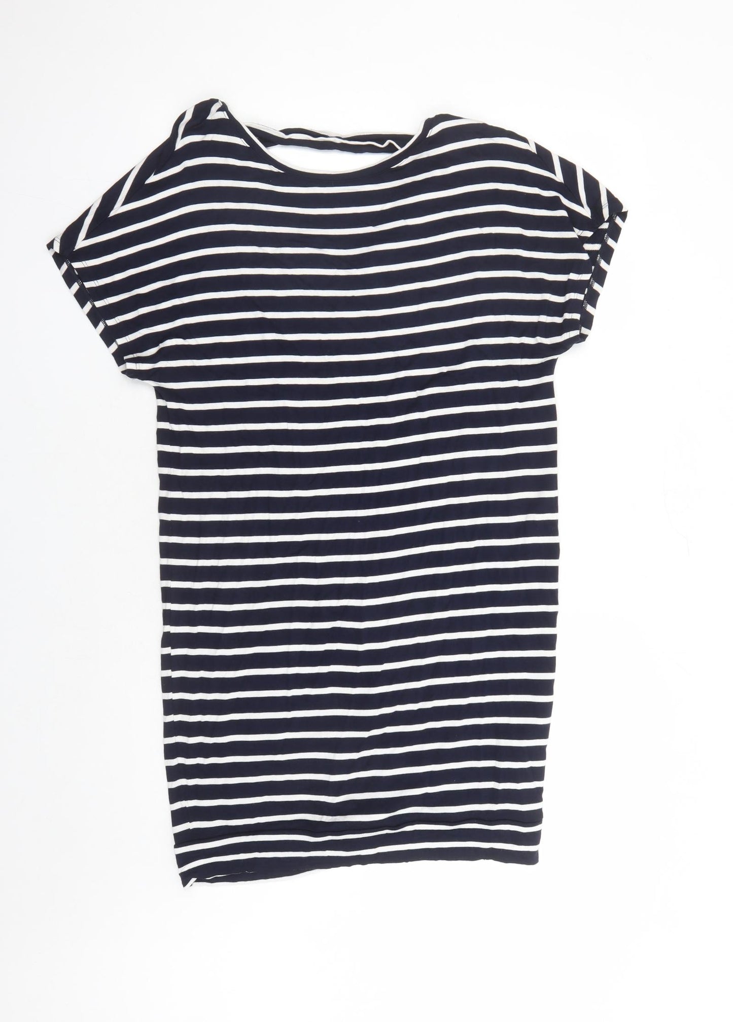Gap Womens Blue Striped Viscose Basic T-Shirt Size M V-Neck - Long Line