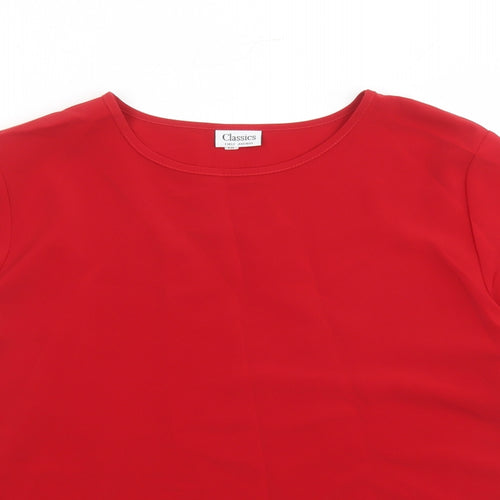 Classics Womens Red Polyester Basic Blouse Size 18 Round Neck