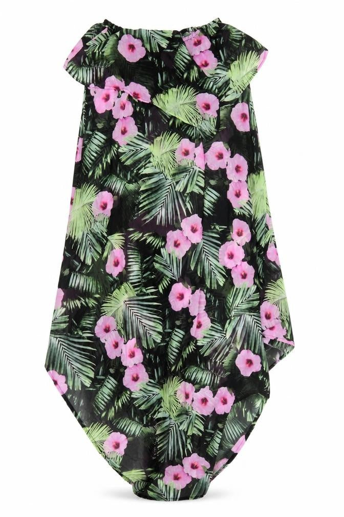 Front view of ASOS women’s green flecked polyester cover up, size UK 10