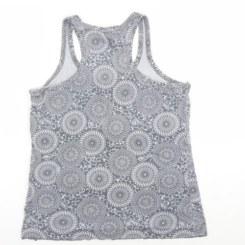 Fat Face Womens Grey Geometric 100% Cotton Basic Tank Size 14 Round Neck