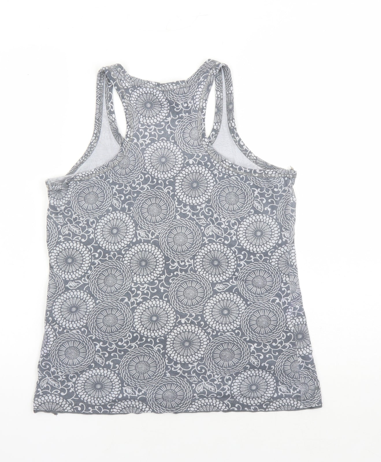 Fat Face Womens Grey Geometric 100% Cotton Basic Tank Size 14 Round Neck