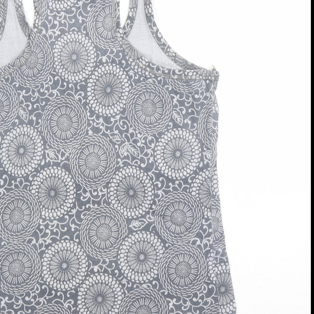 Fat Face Womens Grey Geometric 100% Cotton Basic Tank Size 14 Round Neck