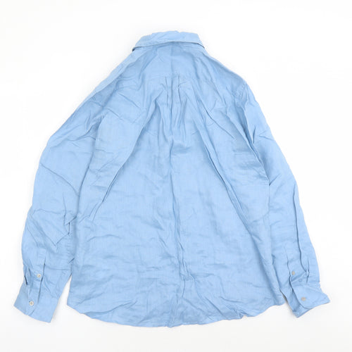 Uniqlo Womens Blue Linen Basic Button-Up Size M Collared