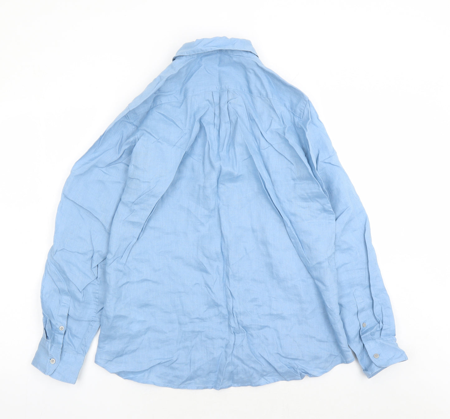 Uniqlo Womens Blue Linen Basic Button-Up Size M Collared