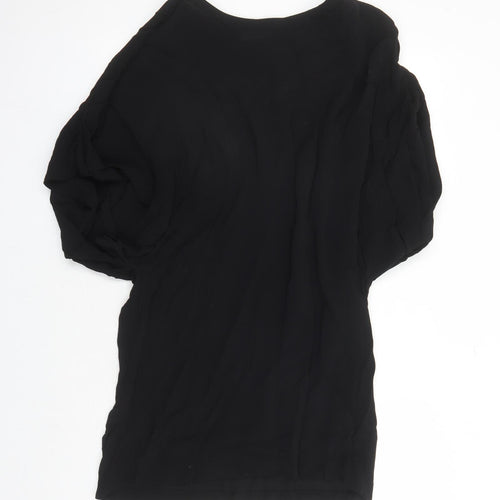 MSCH Womens Black Viscose Basic Blouse Size M Boat Neck