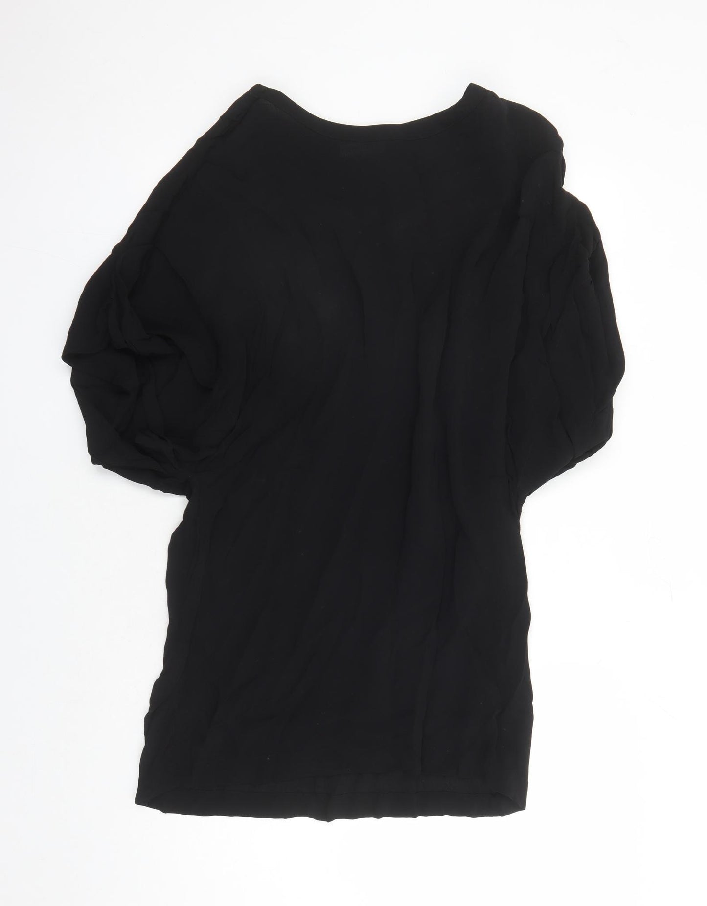 MSCH Womens Black Viscose Basic Blouse Size M Boat Neck