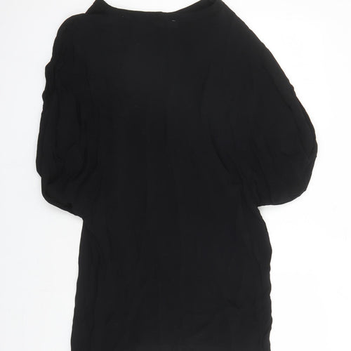MSCH Womens Black Viscose Basic Blouse Size M Boat Neck