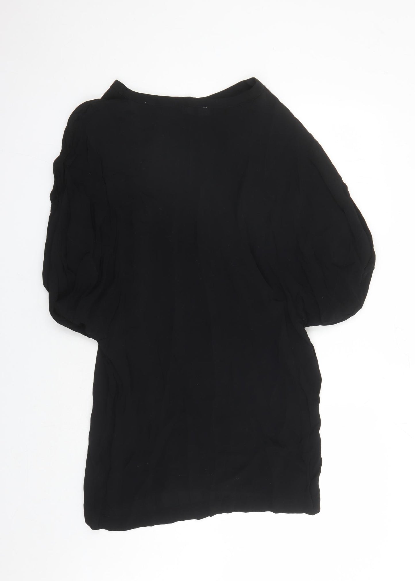 MSCH Womens Black Viscose Basic Blouse Size M Boat Neck