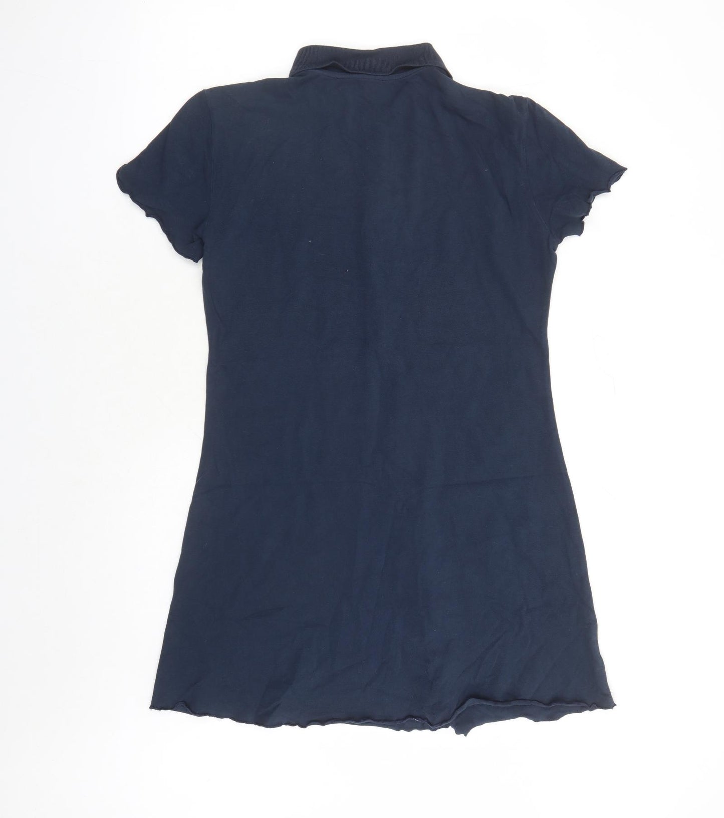 Stradivarius Womens Blue Cotton T-Shirt Dress Size XL Collared Button - Polo Shirt Dress