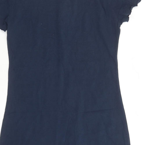 Stradivarius Womens Blue Cotton T-Shirt Dress Size XL Collared Button - Polo Shirt Dress