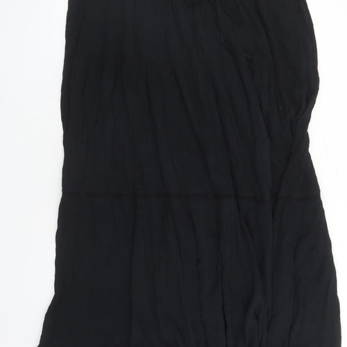 Marks and Spencer Womens Black Viscose Peasant Skirt Size 22 Drawstring - Elasticated Waist