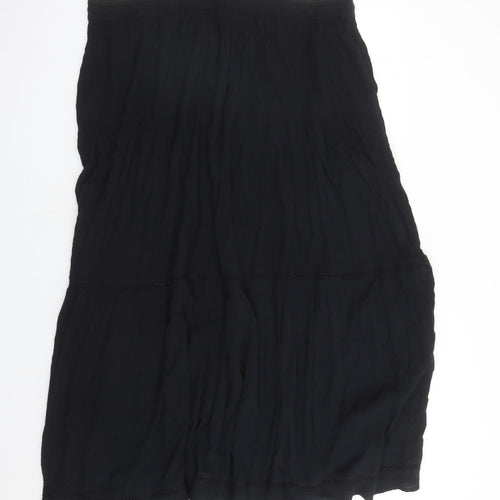 Marks and Spencer Womens Black Viscose Peasant Skirt Size 22 Drawstring - Elasticated Waist