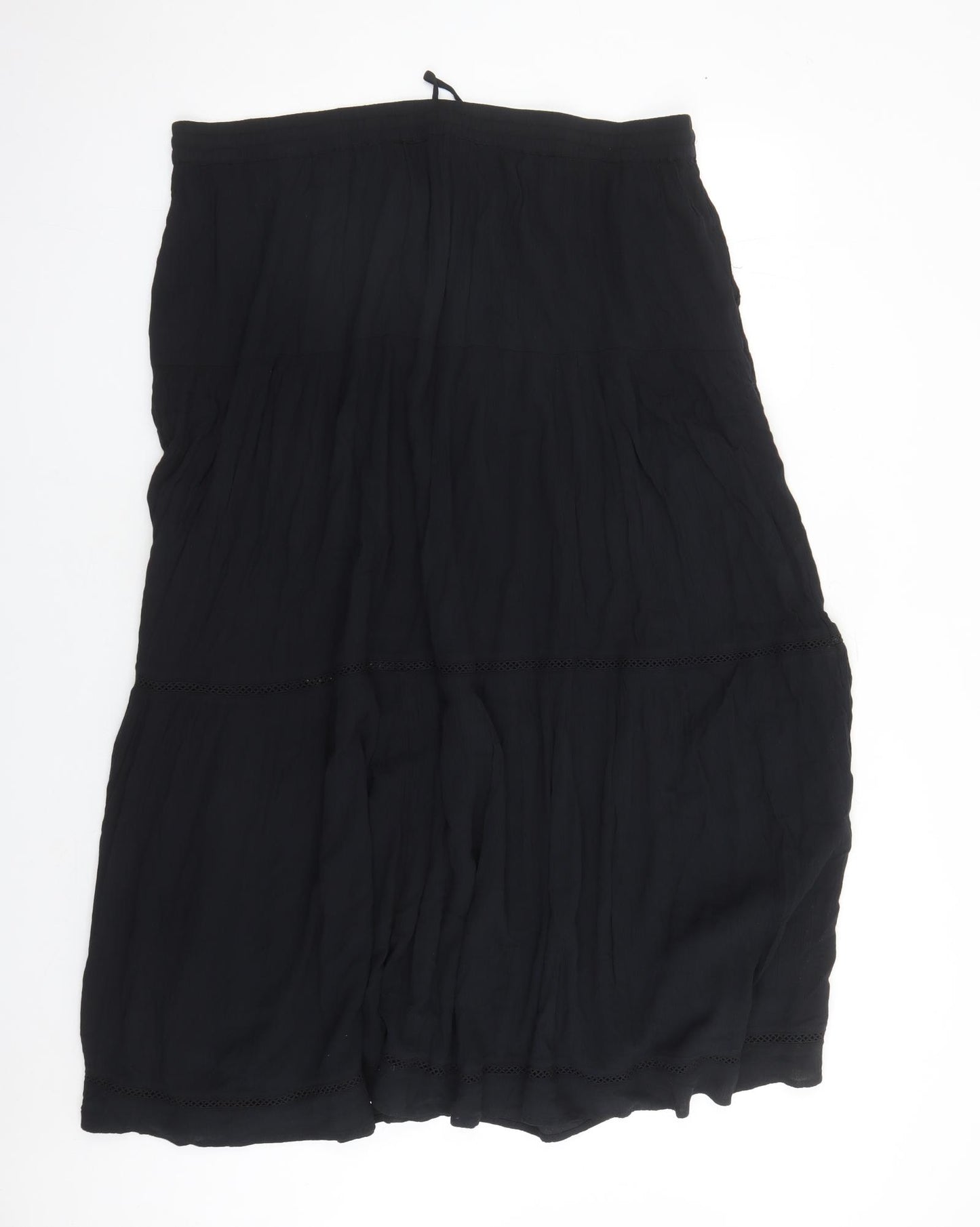 Marks and Spencer Womens Black Viscose Peasant Skirt Size 22 Drawstring - Elasticated Waist