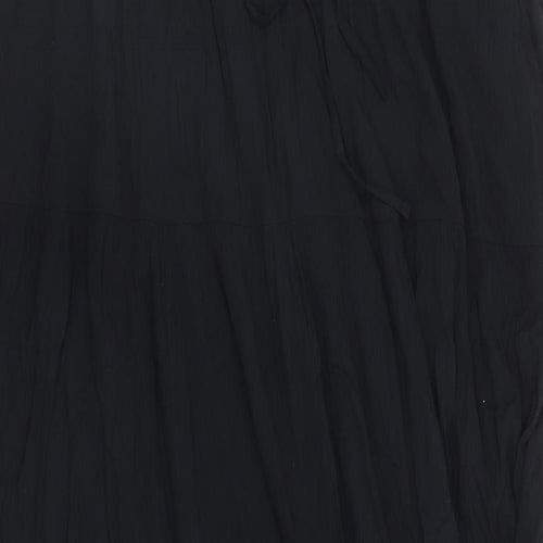 Marks and Spencer Womens Black Viscose Peasant Skirt Size 22 Drawstring - Elasticated Waist