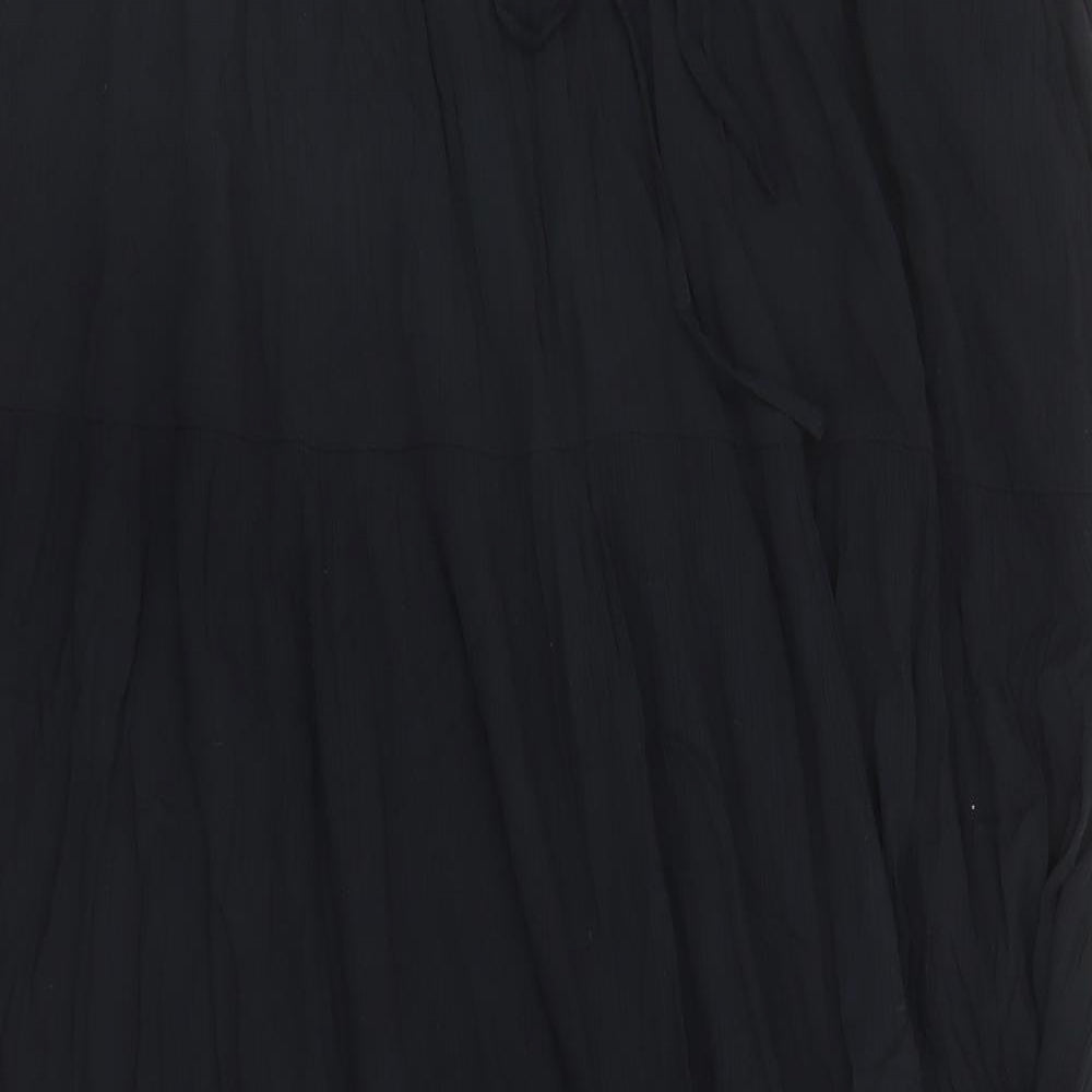 Marks and Spencer Womens Black Viscose Peasant Skirt Size 22 Drawstring - Elasticated Waist