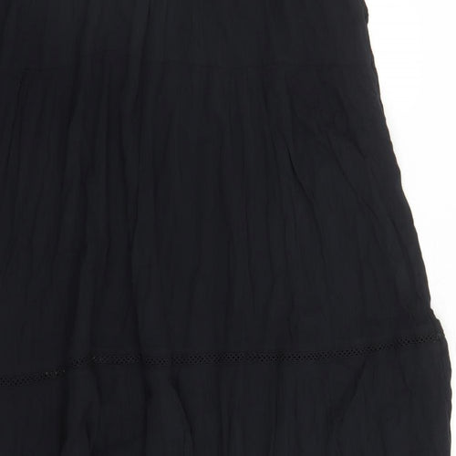 Marks and Spencer Womens Black Viscose Peasant Skirt Size 22 Drawstring - Elasticated Waist