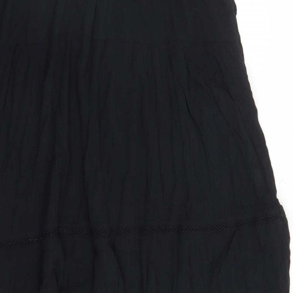 Marks and Spencer Womens Black Viscose Peasant Skirt Size 22 Drawstring - Elasticated Waist