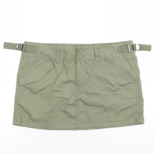 Divided by H&M Womens Green Polyester Mini Skirt Size S Zip - Pockets