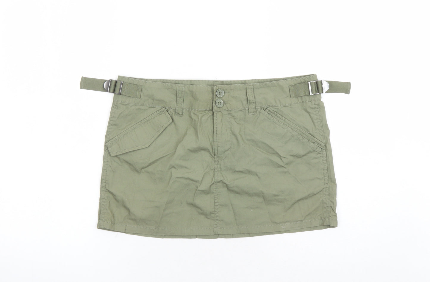 Divided by H&M Womens Green Polyester Mini Skirt Size S Zip - Pockets