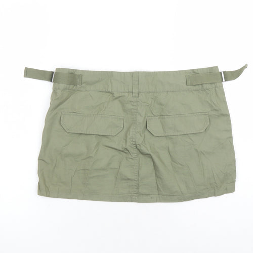 Divided by H&M Womens Green Polyester Mini Skirt Size S Zip - Pockets