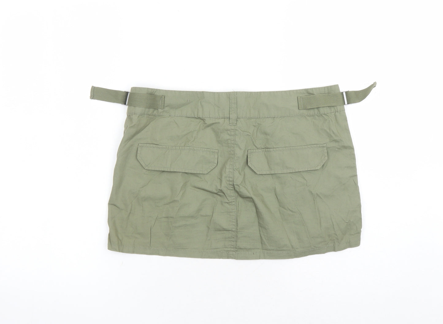 Divided by H&M Womens Green Polyester Mini Skirt Size S Zip - Pockets