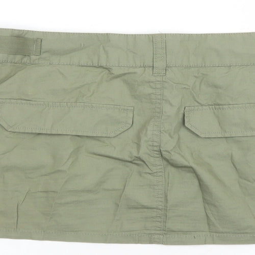 Divided by H&M Womens Green Polyester Mini Skirt Size S Zip - Pockets