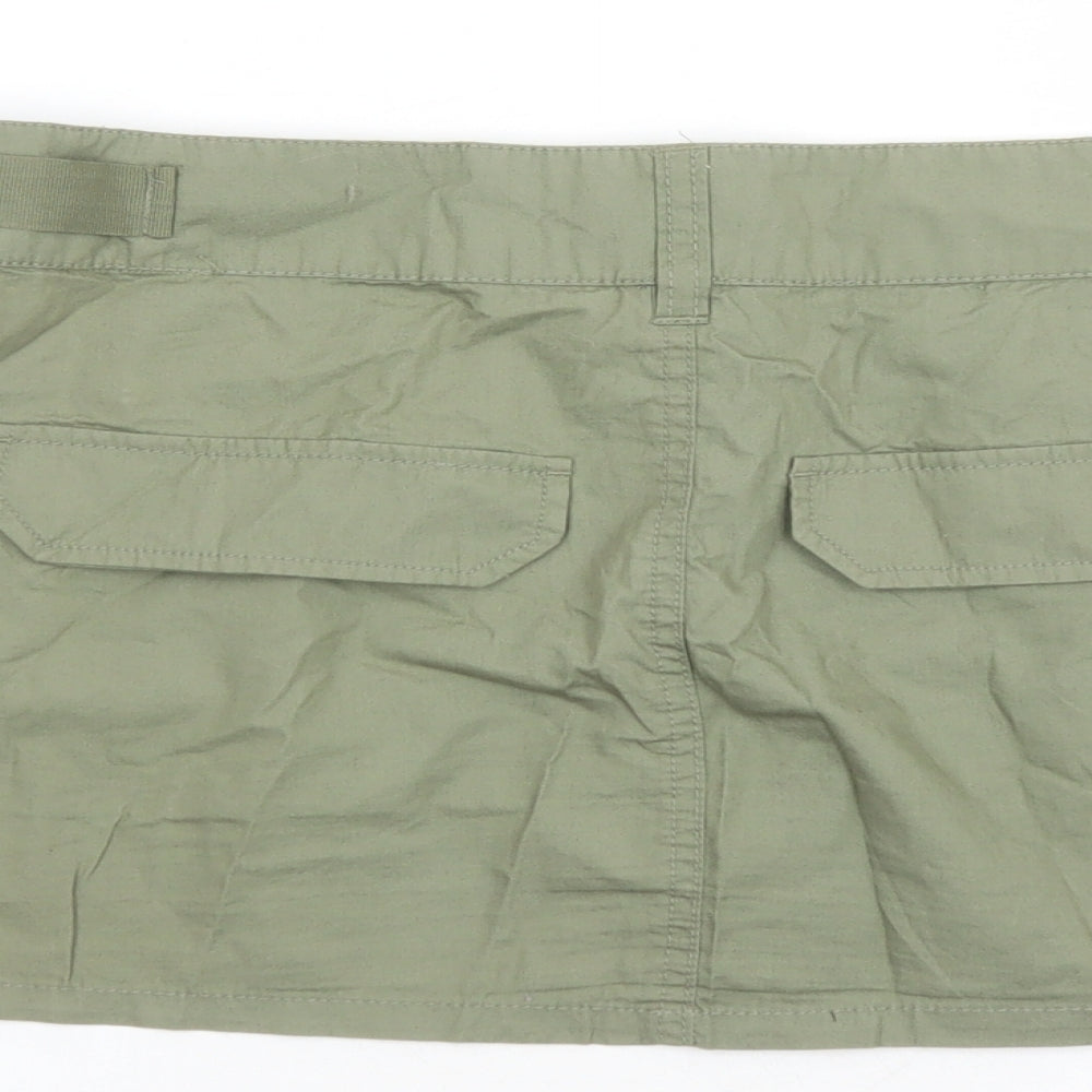 Divided by H&M Womens Green Polyester Mini Skirt Size S Zip - Pockets