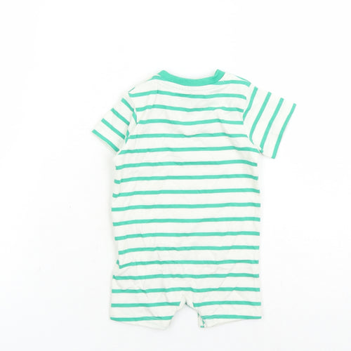 Marks and Spencer Baby White Striped Cotton Babygrow One-Piece Size 0-3 Months Snap - Pocket Detail