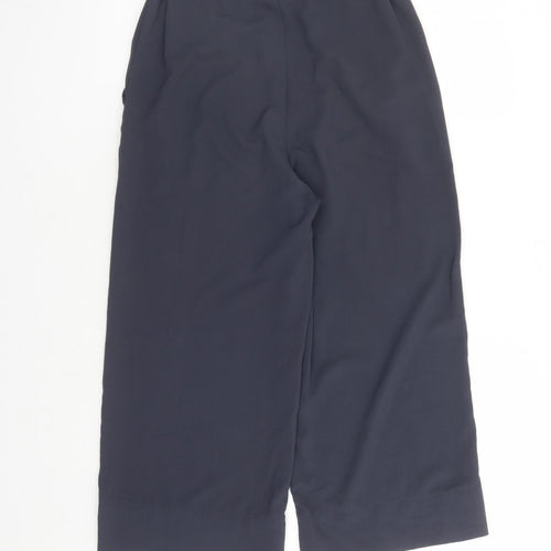 H&M Womens Blue Polyester Cropped Trousers Size 6 L22 in Regular - Elasticated Waist
