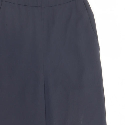 H&M Womens Blue Polyester Cropped Trousers Size 6 L22 in Regular - Elasticated Waist