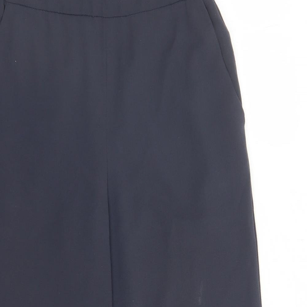 H&M Womens Blue Polyester Cropped Trousers Size 6 L22 in Regular - Elasticated Waist