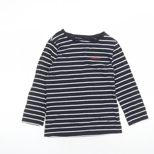 French Connection Womens Blue Striped Cotton Basic T-Shirt Size S Round Neck - Amour