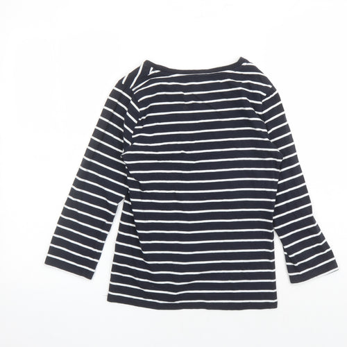 French Connection Womens Blue Striped Cotton Basic T-Shirt Size S Round Neck - Amour