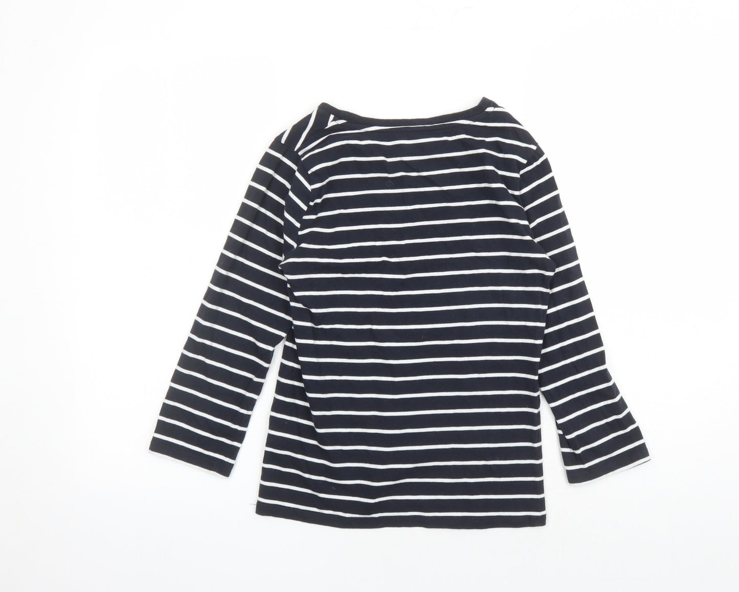 French Connection Womens Blue Striped Cotton Basic T-Shirt Size S Round Neck - Amour
