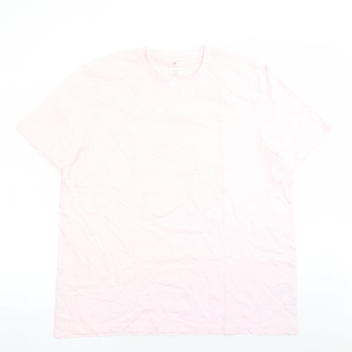 H&M Mens Pink Cotton T-Shirt Size XL Crew Neck
