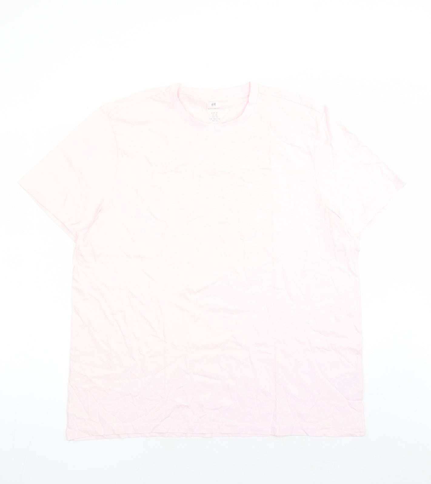 H&M Mens Pink Cotton T-Shirt Size XL Crew Neck