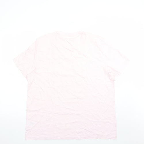 H&M Mens Pink Cotton T-Shirt Size XL Crew Neck