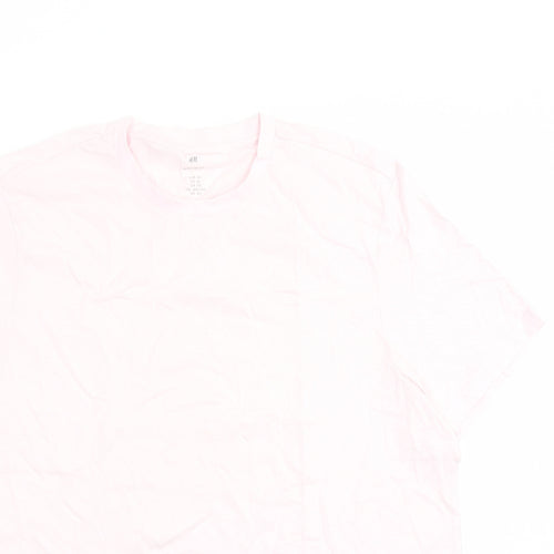 H&M Mens Pink Cotton T-Shirt Size XL Crew Neck