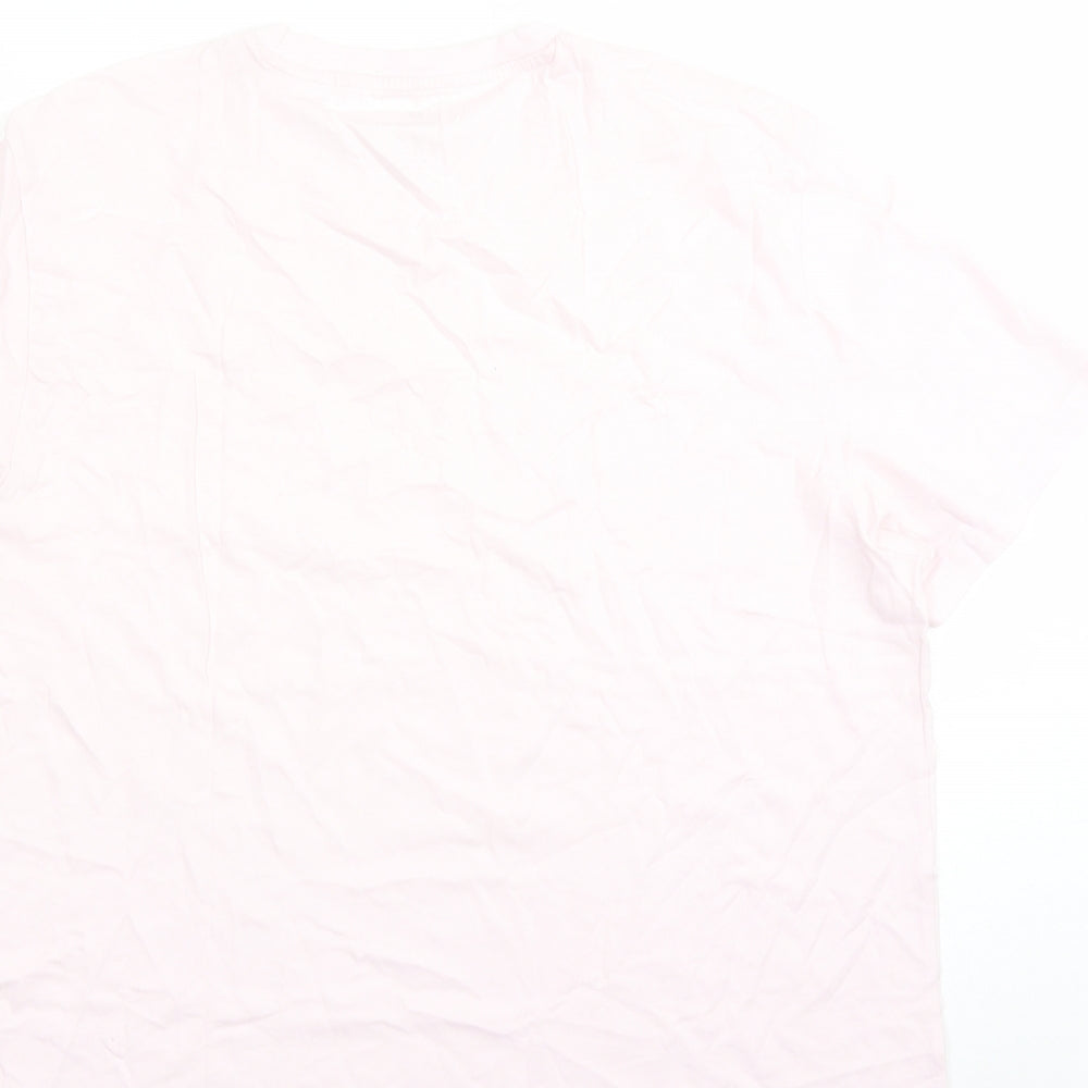 H&M Mens Pink Cotton T-Shirt Size XL Crew Neck