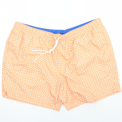 Marks and Spencer Mens Orange Geometric Polyester Sweat Shorts Size 3XL L6 in Regular Drawstring - Elasticated Waist Swim Shorts Pockets