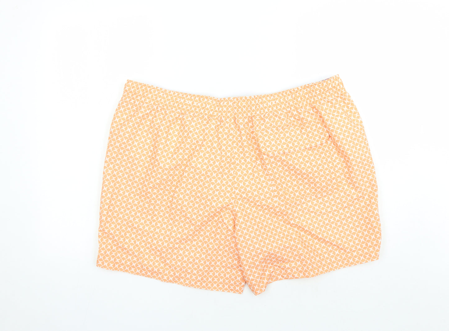 Marks and Spencer Mens Orange Geometric Polyester Sweat Shorts Size 3XL L6 in Regular Drawstring - Elasticated Waist Swim Shorts Pockets