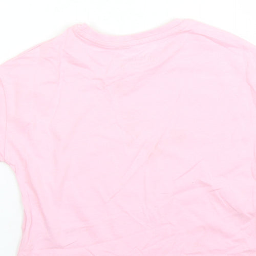 Marks and Spencer Girls Pink Cotton Basic T-Shirt Size 3-4 Years Crew Neck Pullover