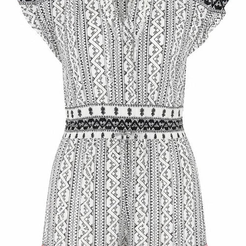 Seafolly Womens Black Geometric Viscose Playsuit One-Piece Size S Pullover - Embroidered Detail