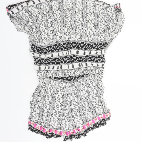 Seafolly Womens Black Geometric Viscose Playsuit One-Piece Size S Pullover - Embroidered Detail