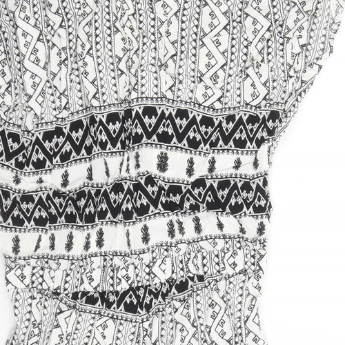 Seafolly Womens Black Geometric Viscose Playsuit One-Piece Size S Pullover - Embroidered Detail
