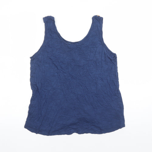 Cable & Gauge Womens Blue Viscose Basic Tank Size XL Round Neck - Embroidered Detail