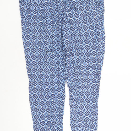 Best Mountain Womens Blue Geometric Polyester Chino Trousers Size S L26 in Regular Drawstring - Elasticated Waist