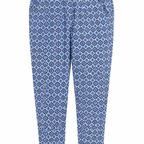 Best Mountain Womens Blue Geometric Polyester Chino Trousers Size S L26 in Regular Drawstring - Elasticated Waist
