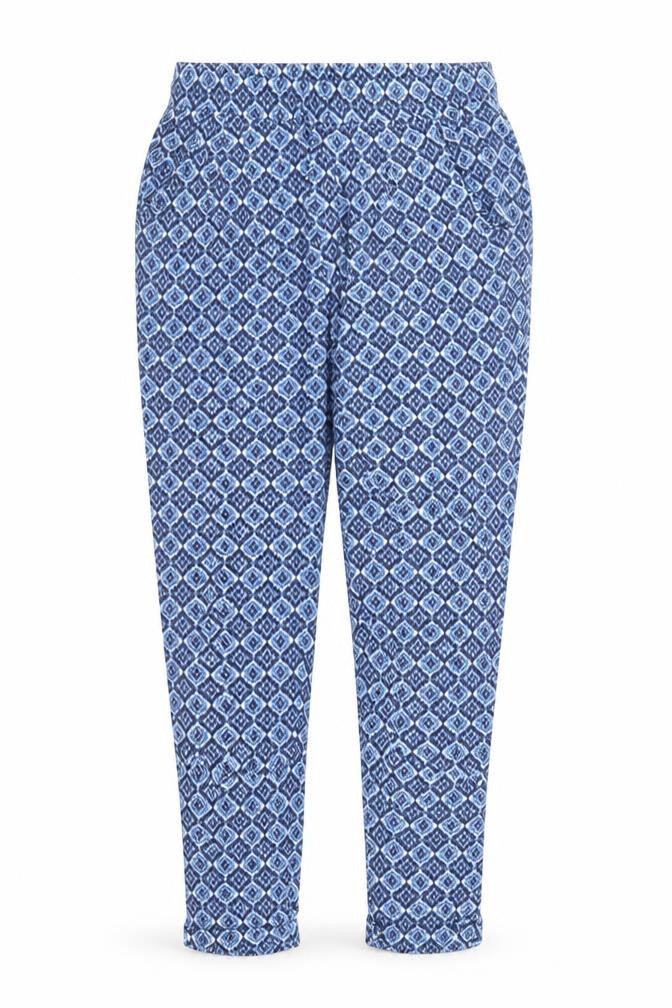 Best Mountain Womens Blue Geometric Polyester Chino Trousers Size S L26 in Regular Drawstring - Elasticated Waist